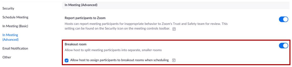 Enable Breakout Room